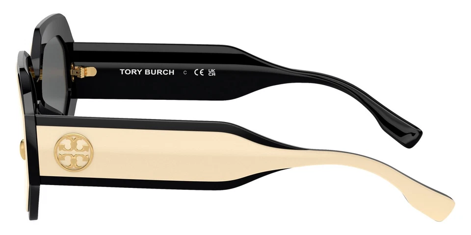 Gafas de sol Tory Burch para mujer TY7192U 196187 55 mm negro/marfil - lentes grises - NUEVAS Foto 3 de 4