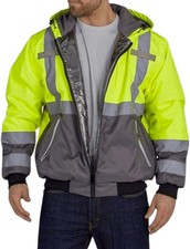 NEW Utility Pro Hi-Vis Reflective Warm-Up Bomber Jacket yellow Medium