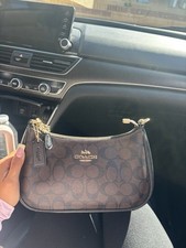 Coach brown  black signature teri shoulder bag