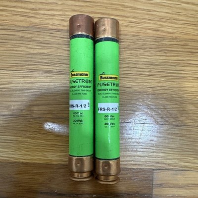 NEW LOT OF 2 BUSSMAN FUSETRON FUSE ENERGY EFFICIENT TIME DELAY FRS-R-1/2