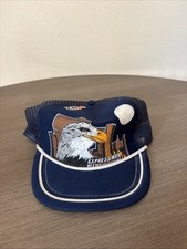 USPS Express Mail Zip+4 Eagle Blue Mesh Trucker Hat SnapBack 80s Vtg US Mail