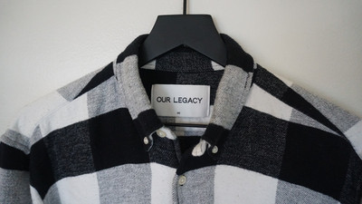 Our Legacy 1950's Shirt White Black Buffalo Check Flannel 48 AW15
