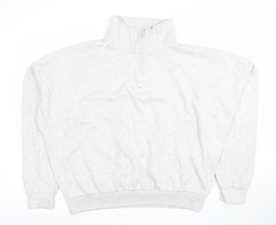 Boohoo Herren Grau 1/4 Zip High Neck Pullover Sweatshirt L