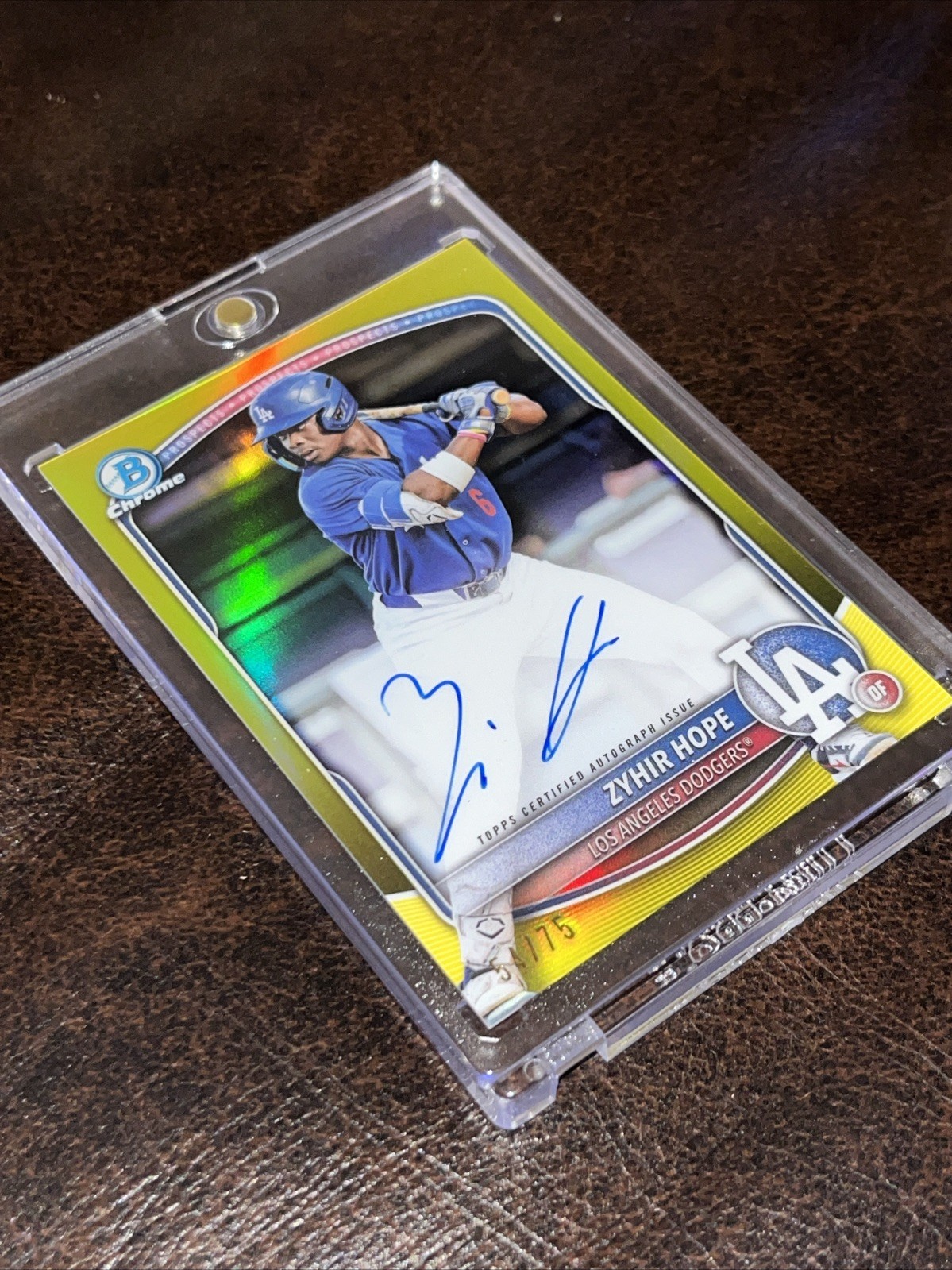 2025 Bowman Baseball Zyhir Hope Yellow Refractor Chrome Auto /75 #CPA-ZH Dodgers