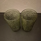 VTG Anchor Hocking Soreno Avocado Green Glass Tumbler (2) 5” Tall