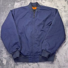 Red Kap Navy Bomber Work Jacket Men's Large Quilted Lined Industrial Coat
