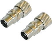 (Two) Basic Male Silver Coaxial Connector - Aerial / Televsion Plug