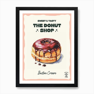 Boston Cream Donut The Donut Shop 3 Framed Wall Art Poster Canvas Print Picture