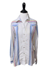 H Bar C California Ranchwear Womens Vintage 1970s Button Down Shirt Large Linen