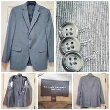 Banana Republic Blazer Mens 42R Modern Fit Grey Stripe Wool Carerr Jacket Coat