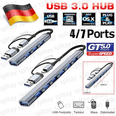 Adapter Hohe Geschwindigkeit 7 Häfen Typ-C-HUB Docking station USB 3.0 Expander