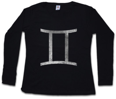 ZODIAC SIGN GEMINI DAMEN LANGARM T-SHIRT Sternzeichen Horoskop Zwillinge