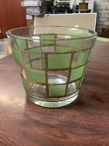 Culver 22K Gold Green Ice Bucket 4.75” MCM Vintage - Picture 2 of 14