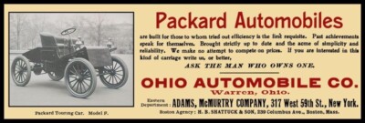1902 Packard, OhiO Auto Co. of Warren, OhiO NEW Sign 12x36'' USA STEEL XL Size