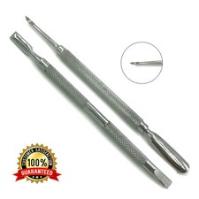 Stainless Steel Cuticle Pusher Nail Cleaner Remover Trimmer Manicure 2 Pc Tools
