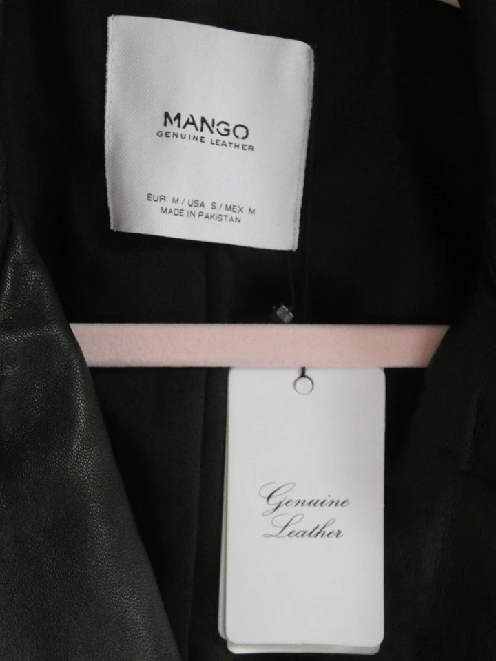 MANGO - 100% GENUINE BLACK LEATHER - BIKER STYLE JACKET - CAZADORA WINONA SIZE M - Image 3 of 4