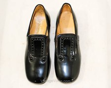 Girl's Size 12.5 Shoes - 18th Century Inspired Glossy Black Faux Patent Leather
