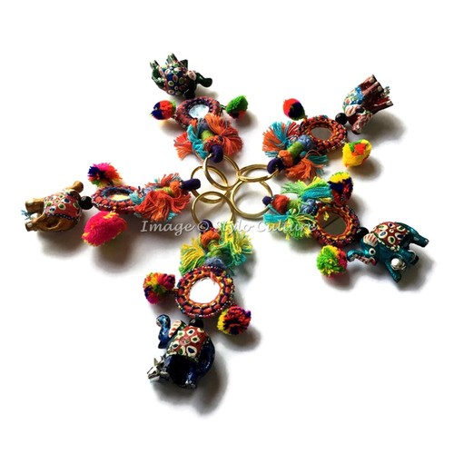 Indian Handmade Womens Keyring Silk Thread Bohemian Wholesale Keychains - Picture 11 of 15