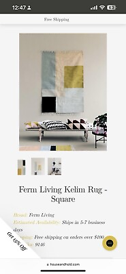 #ad #ad Ferm Living Kellim Rug Squares Medium New Handmade Punja Hand Dyed Danish $227.00