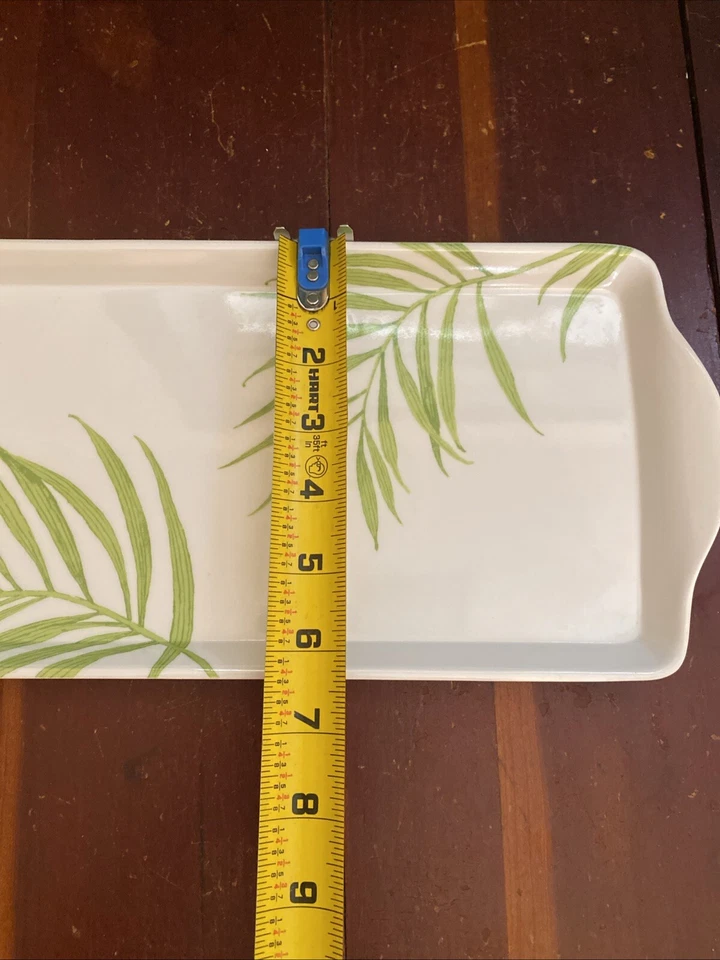 Bandeja Eurita Reston Lloyd Tidbit Melamina Blanco Verde Hojas de Sauce De Colección Foto 3 de 4