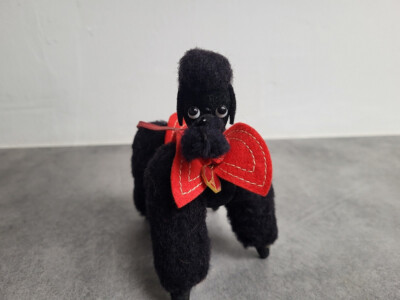 Peluche Ancienne Caniche Articulé - Ours Ancien De Collection