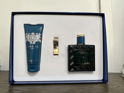 Versace Eros Men's 3 Pieces Gift Set By Versace EDT Spray NEW In Box