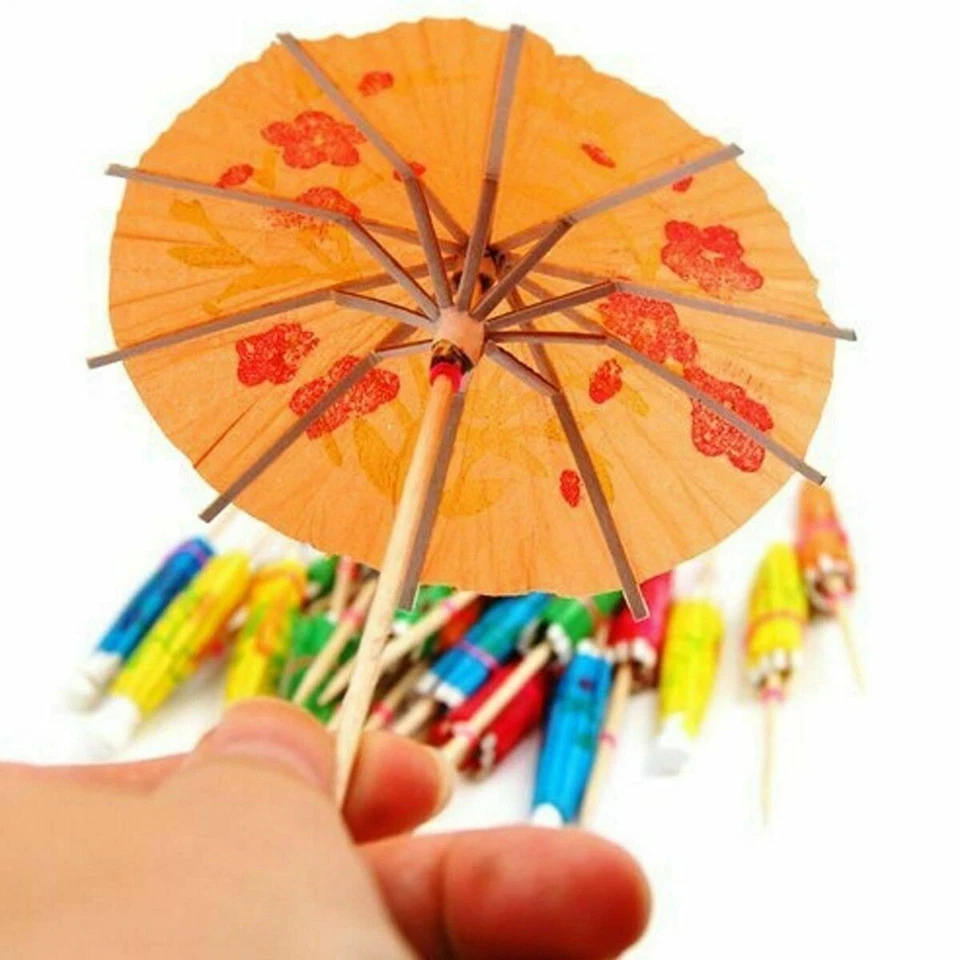 20x Cocktail Umbrellas Bamboo Sticks Birthday Wedding Party Drinks Decoration UK - Image 3 of 3
