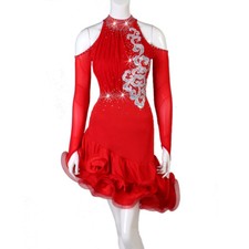 Latin Dance Dress Salsa Tango Cha cha Ballroom Rhinestone Competition Dress F480