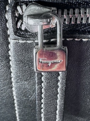 Salvatore Ferragamo Shoulder Bag Canvas/Leather Black/Brown AU-21 3374 Italy - Picture 8 of 15