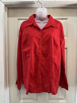 Venezia Jeans Clothing Co Red Stretch Collared Long Sleeve Button Up Shirt 14-16