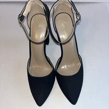 Dream Pairs Coco Shoes Women's 8.5 Black Velvet Ankle Strap Block Heel Party 4”