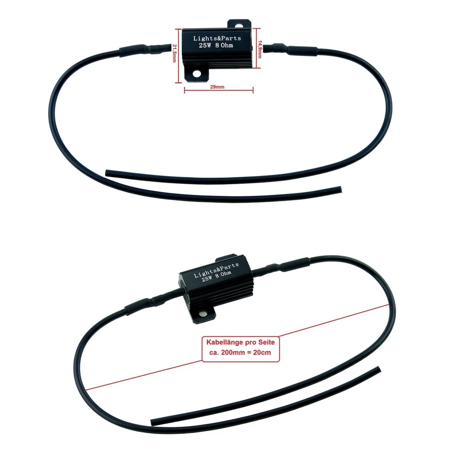 2 Widerstand CanBus 25w Lastwiderstand LED Tagfahrlicht TFL Blinker 25Watt 8 Ohm - Bild 3 von 3