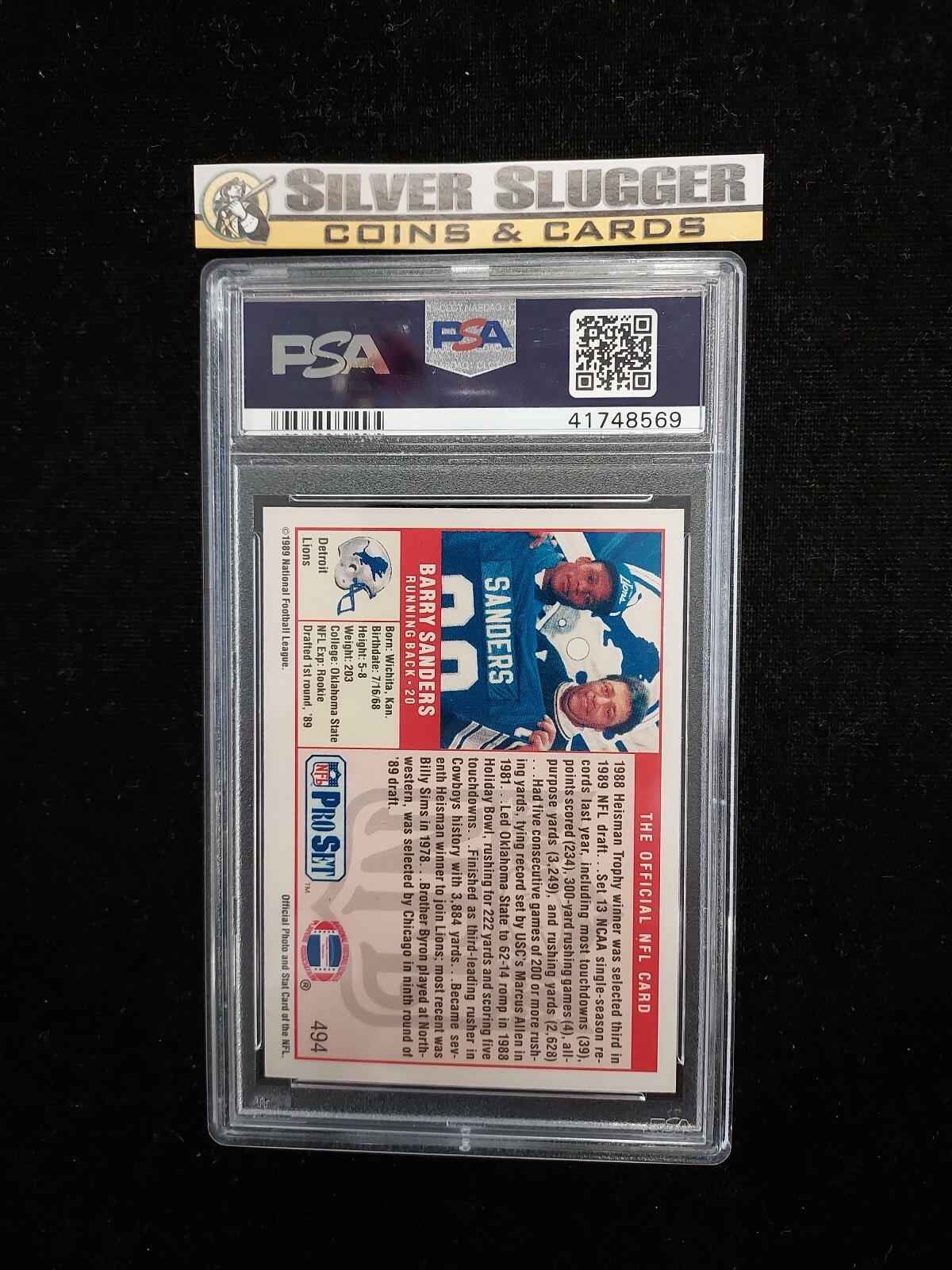 1989 Barry Sanders Pro Set No. 1 Pick 494 RC Rookie Card PSA 10