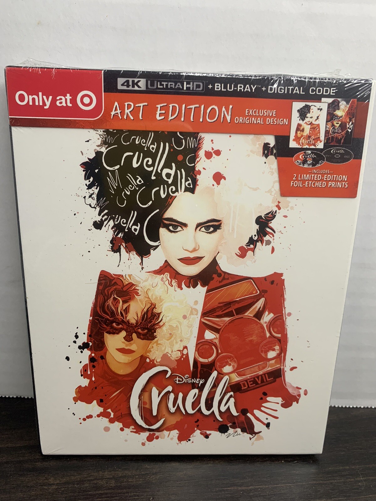 Disney's CRUELLA 4K UHD+BLURAY+DIGITAL TARGET EXCLUSIVE ART EDITION  WITH PRINTS