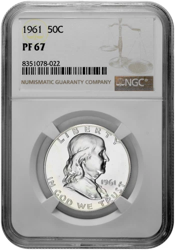 1961 50C Silver Proof Franklin Half Dollar NGC PF 67 White Coin in New Holder