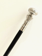Classic Black Shaft Walking Stick with Antique Chrome Handle Durable and Stylish
