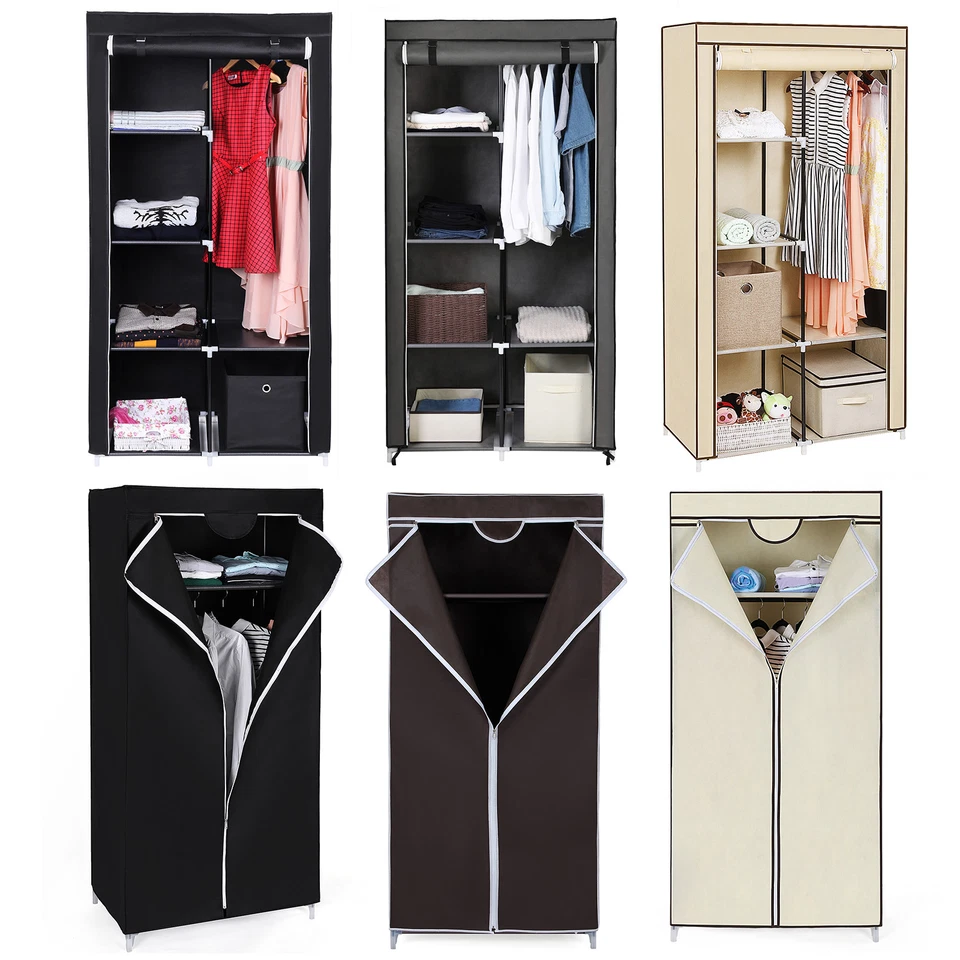 Faltschrank Stoffschrank Kleiderschrank mit Vliesbezug Campingschrank 3 Farben