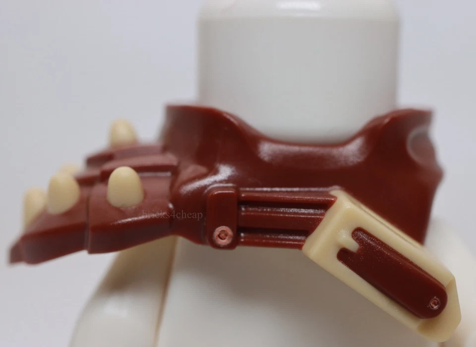 Lego Reddish Brown Shoulder Pad Left Spiked with Molded Tan Face Bars Scabbard - Image 2 of 3