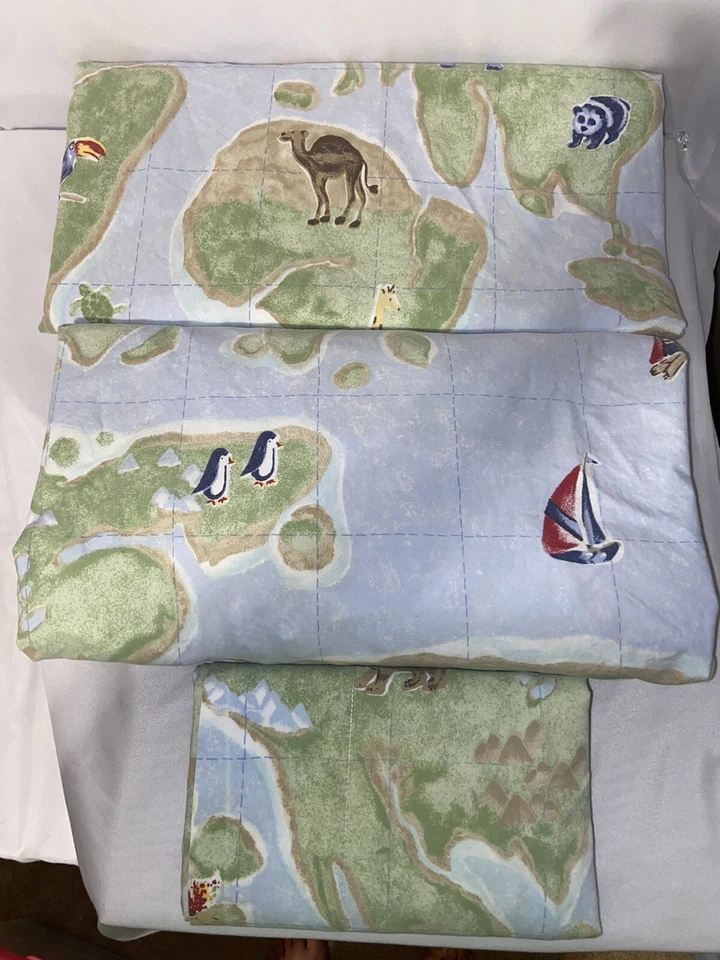 Juego de 3 piezas Pottery Barn tamaño doble jirafa pingüino veleros panda loro elefante Foto 2 de 3