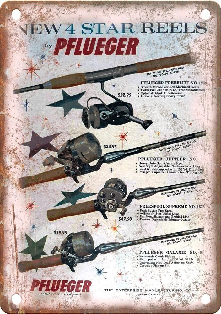 Panneau Métal Publicitaire Vintage - Wood Manufacturing Co. Lures - USA (Neuf)