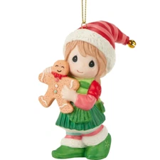 ✤ New PRECIOUS MOMENTS Christmas Ornament ELF GINGERBREAD MAN COOKIE Tree Decor