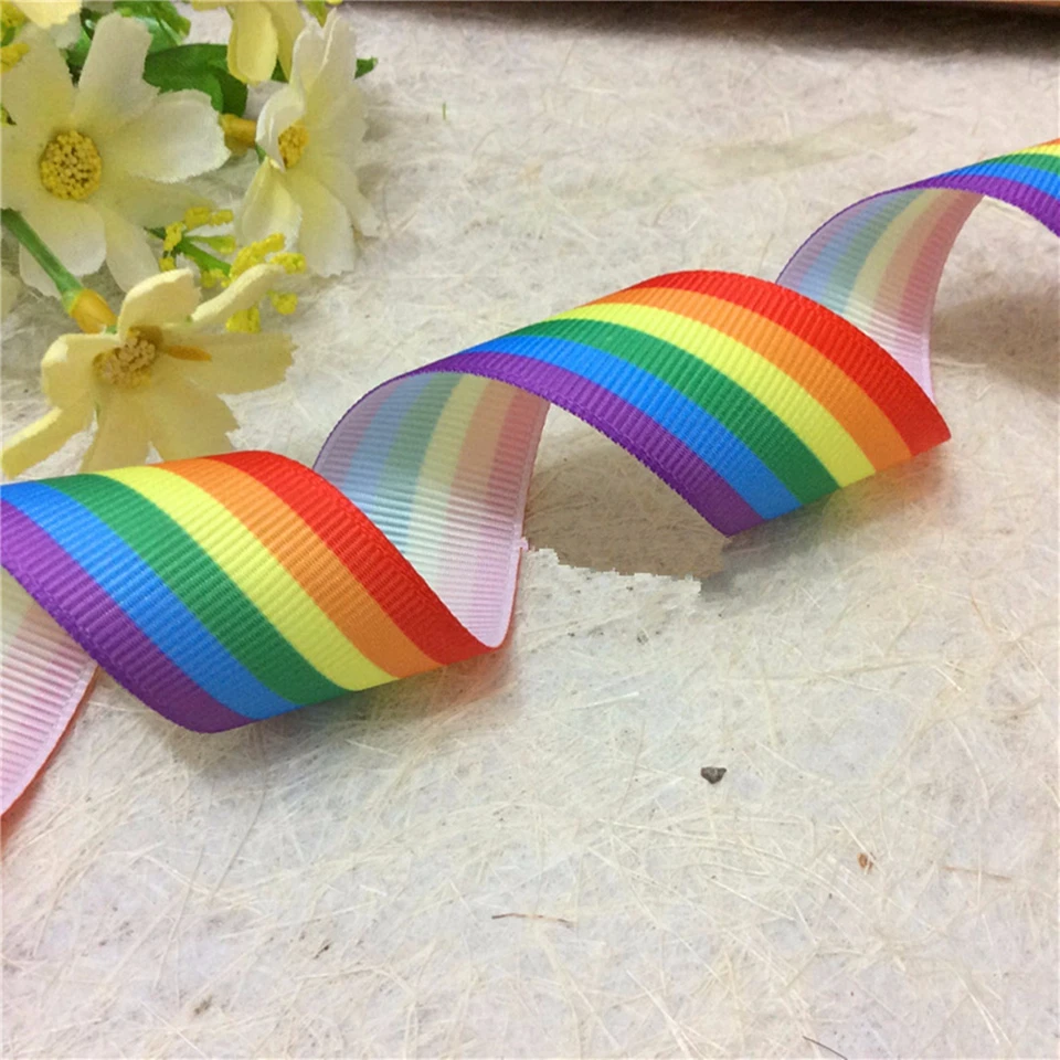 Cinta de grosgrain envoltura regalo regalo regalo colorido multicolor arco iris 2M 25 mm Foto 3 de 4