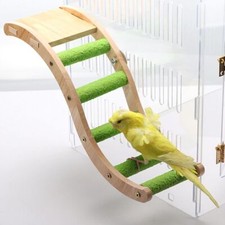 Pet Bird Wooden Ladder Play Platform Grinding Claws Interactive Toy Cage Acces
