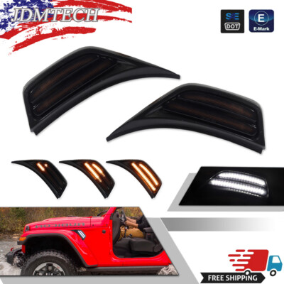 W/A Front Fender Side Marker Light Turn Signal Lamp For 2018-24 Jeep Wrangler JL