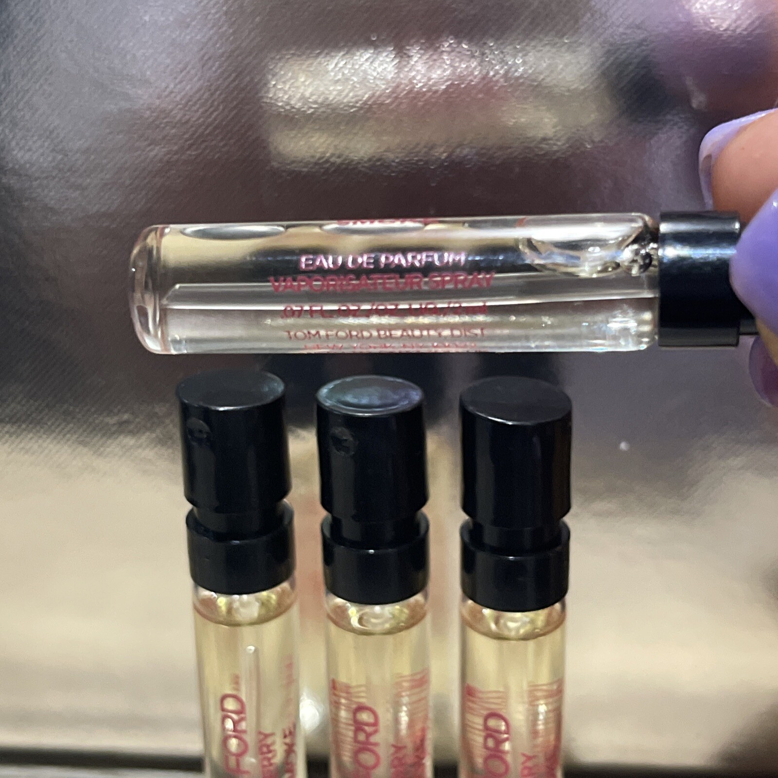 Lot X4 Tom Ford CHERRY SMOKE EDP Sample Spray Vial 2 ml / 0.07 fl oz New