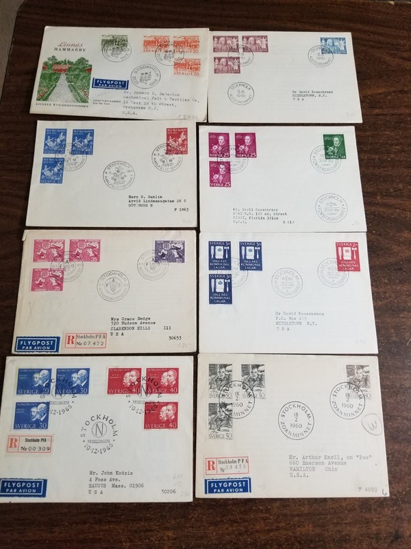SWEDEN- 13 COVERS-1960s-all different, all sent to USA but 1