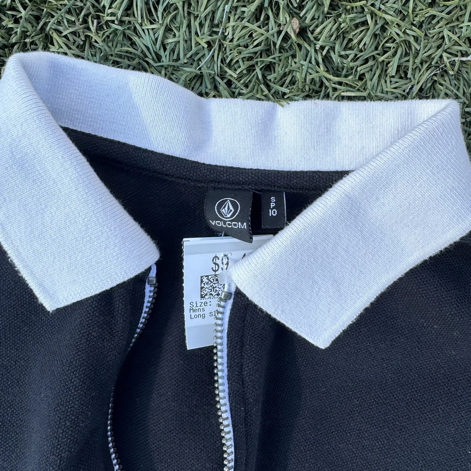 Volcom Men’s Rugby Black/White Long Sleeve Polo Shirt - Size Small - Image 3 of 4