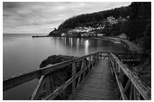 Babbacombe bay, Torquay, UK  - 30" x 20" CANVAS - BW COASTAL PHOTOGRAPHY