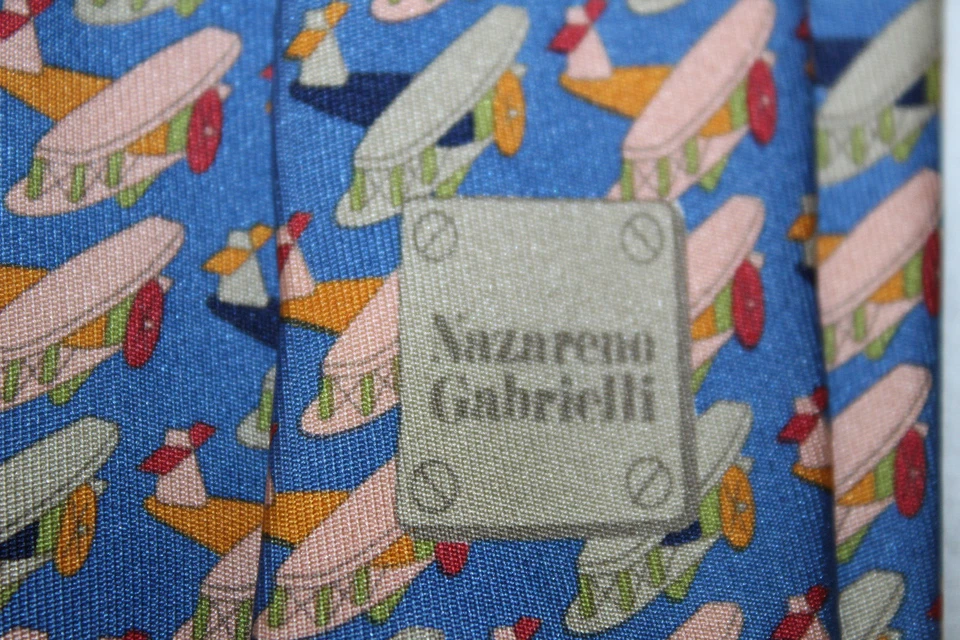 Corbata de seda NAZARENO GABRIELLI Hecha en Italia F48863 Foto 4 de 4