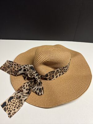 Brown Straw Hat with Leopard Bow Straw Hat with Leopard Print Bow - Classic Summer Hat  main image 4